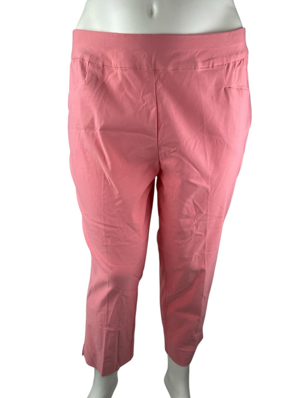 NEW Ashley Stewart Pink High Rise Elastic Waist Straight Trousers Pants Size 22